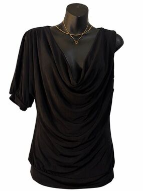 Baby Phat Black Draped Cowl Neck Blouse